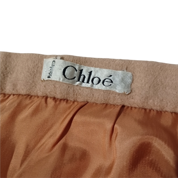 CHLOE Camel Wool Light Brown A Line Luxury Skirt Small - Picture 3 of 7